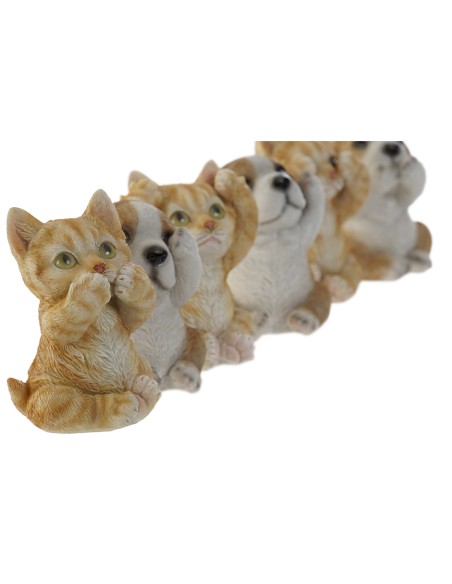 FIGURA RESINA 6,5X6X8 GATO PERRO 6 SURT.