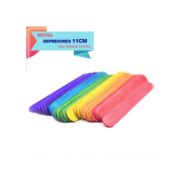 DEPRESORES DE MADERA DE COLORES 11CM