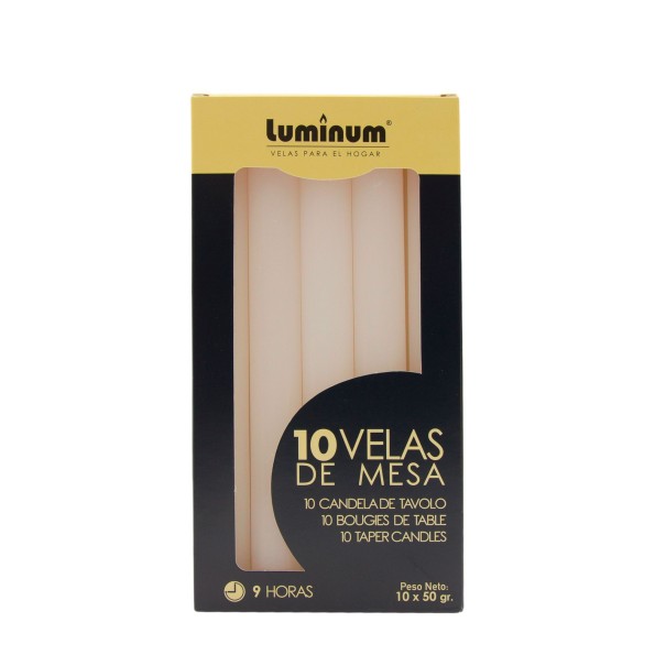 ESTUCHE 10 VELAS CIL. CREMA LUMINIUM