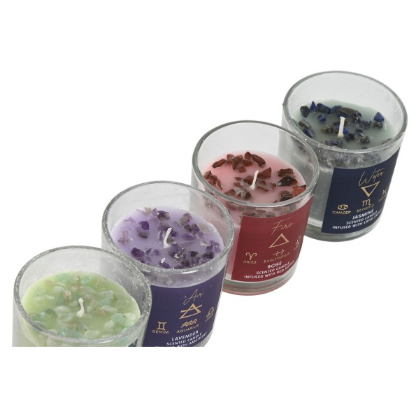 VELA CERA PIEDRA 8X8X9,5 120GR ELEMENTOS 4 SURT.