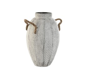JARRON METAL CUERDA 20X20X33 ENVEJECIDO BLANCO