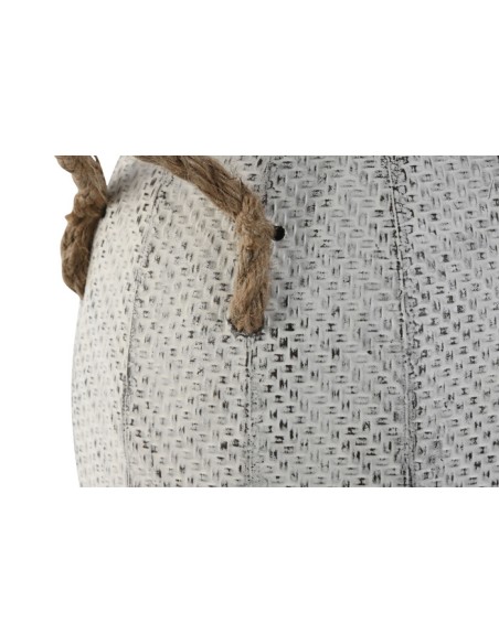 JARRON METAL CUERDA 20X20X33 ENVEJECIDO BLANCO