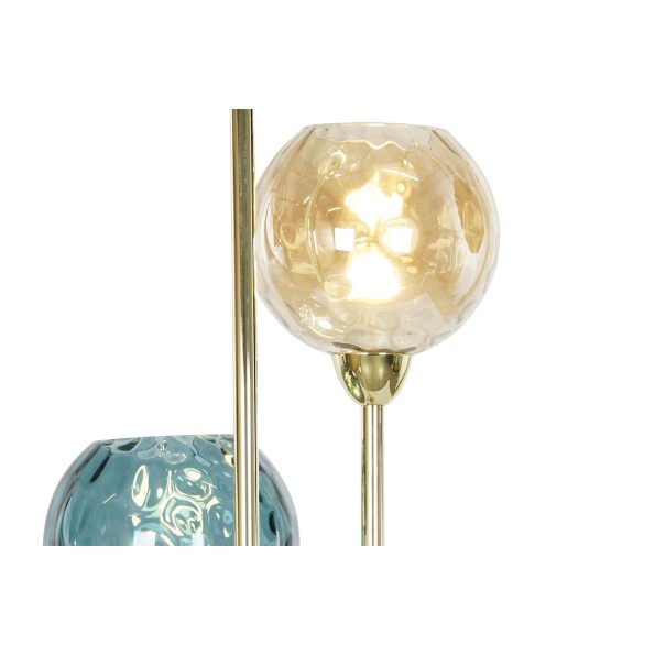 LAMPARA PIE METAL CRISTAL 30X30X1.72 BOLAS DORADO