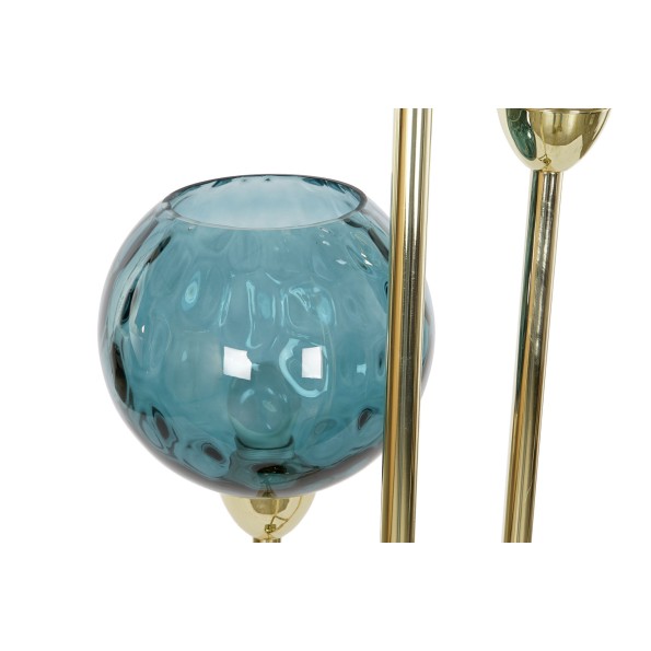 LAMPARA PIE METAL CRISTAL 30X30X1.72 BOLAS DORADO