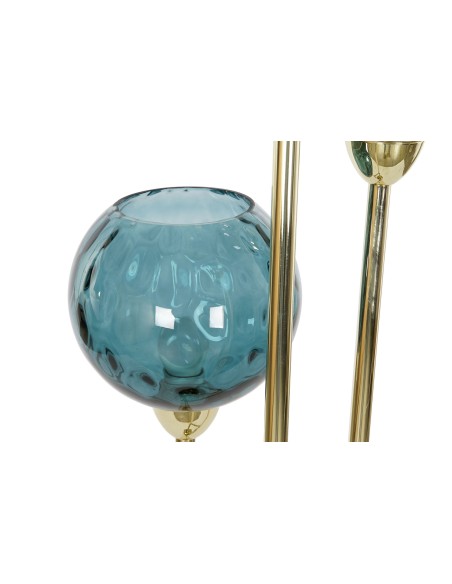 LAMPARA PIE METAL CRISTAL 30X30X1.72 BOLAS DORADO