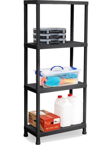 ESTANTERIA STACK RECUPERADO 4 BALDAS NEGRO