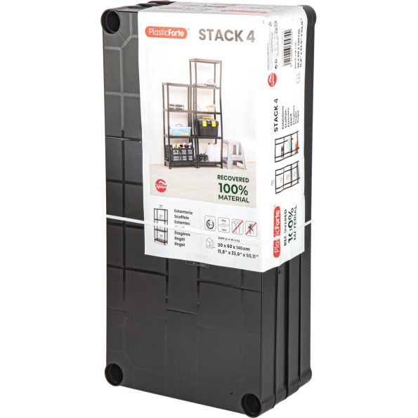 ESTANTERIA STACK RECUPERADO 4 BALDAS NEGRO