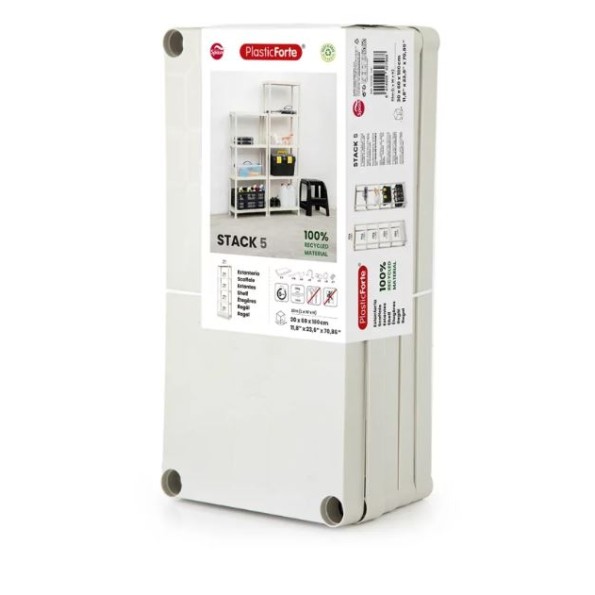 ESTANTERIA STACK RECICLADO 5 BALDAS BEIGE F23 JASPEADO