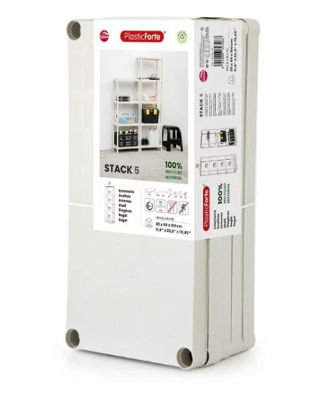 ESTANTERIA STACK RECICLADO 5 BALDAS BEIGE F23 JASPEADO