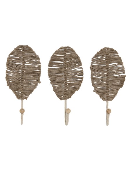 PERCHERO PARED SET 3 YUTE METAL 12X4X26 HOJA (PP-214864)