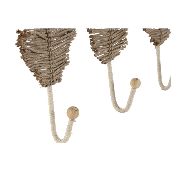 PERCHERO PARED SET 3 YUTE METAL 12X4X26 HOJA (PP-214864)