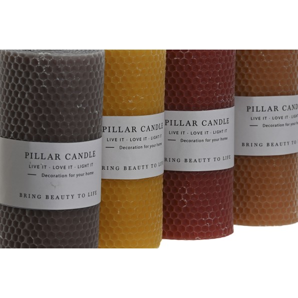 VELA CERA 7X7X14 420 GR. SIMIL PANEL ABEJA 4 SURT.