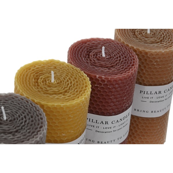 VELA CERA 7X7X14 420 GR. SIMIL PANEL ABEJA 4 SURT.