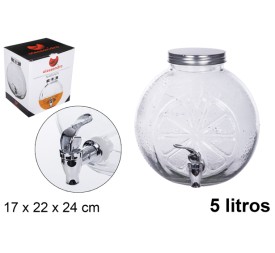 BOTE CRISTAL NARANJA DISPENSADOR BEBIDAS CON GRIFO 5L