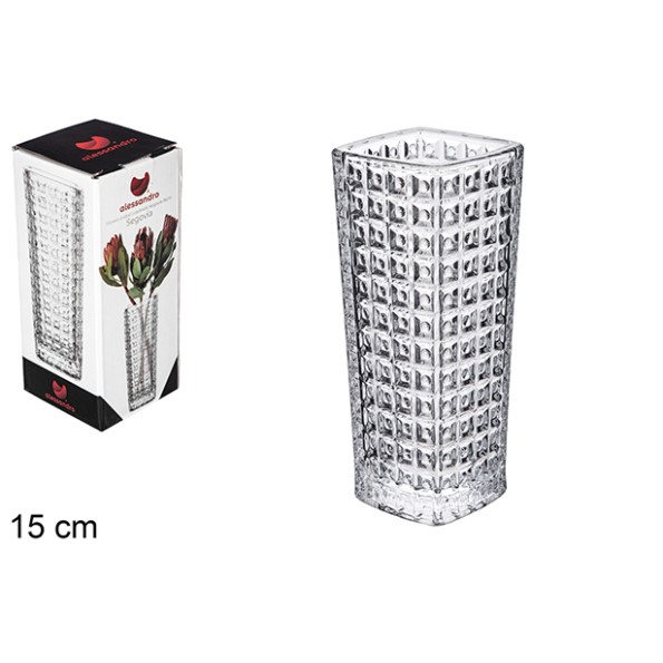 FLORERO CRISTAL CUADRADO SEGOVIA 15 CM