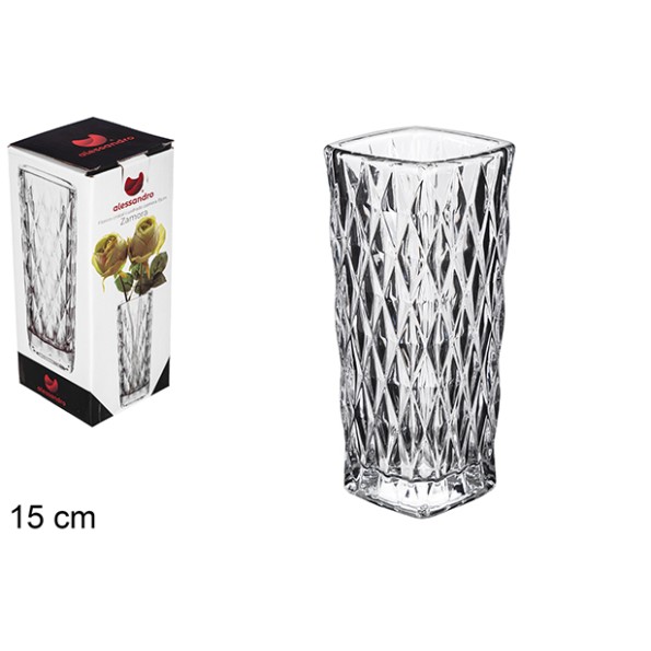 FLORERO CRISTAL CUADRADO ZAMORA 15 CM