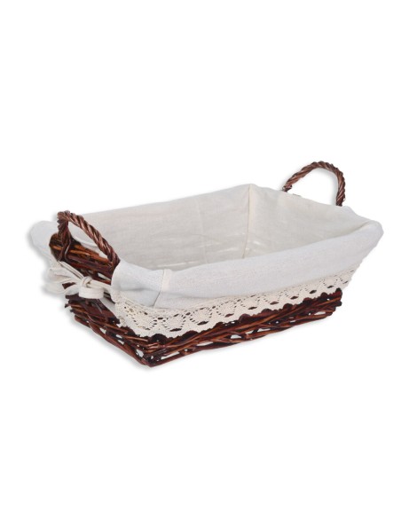 CESTO RECT. MIMBRE CAOBA CON FORRO 40x23x11/16cm