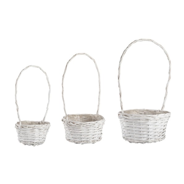 SET 3 CESTAS REDONDAS COLOR BLANCO 30x16x55cm