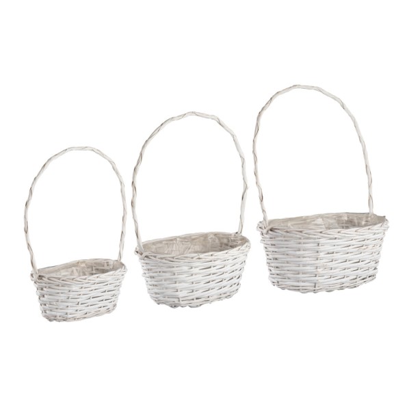 SET 3 CESTAS OVALADAS COLOR BLANCO 36x27x16x50cm