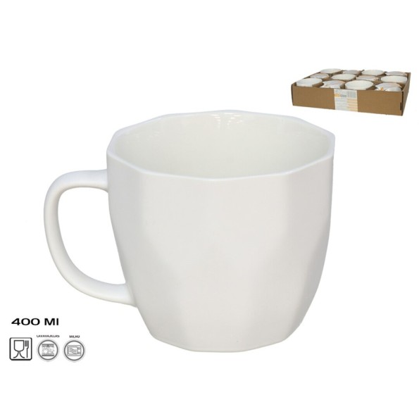 TAZA MUG PORCELANA MIKKELI 400ML. BLANCA