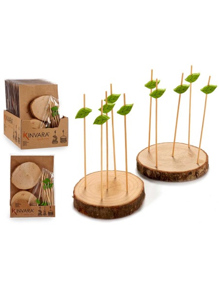 SET 2 SOPORTES TRONCO MADERA 10 PINCHO