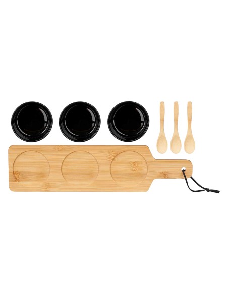 SET 3 BOL CERAMICA NEGRA CUCHARA Y BANDEJA BAMBU SET 3 BOL CERAMICA NEGRA CUCHARA Y BANDEJA BAMBU