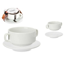 TAZA DESAYUNO CON PLATO PORCELANA 300 ML