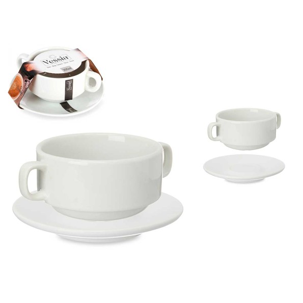 TAZA DESAYUNO CON PLATO PORCELANA 300 ML