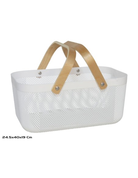 CESTA RECT. MULTIUSO CON ASAS 40X24,5X19CM BLANCO