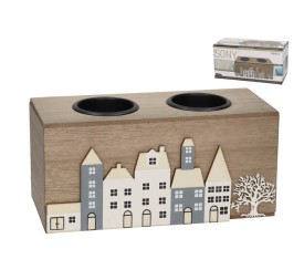 PORTAVELAS MADERA X2 SONY 17X7,2X8 CM