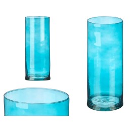 JARRON CRISTAL CILINDRO 12CM DIAM X 30CM TURQUESA