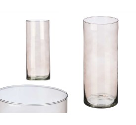 JARRON CRISTAL CILINDRO 12CM DIAM X 30CM GRIS