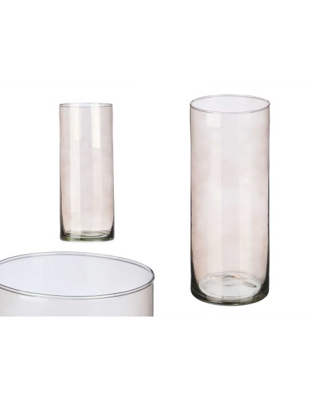 JARRON CRISTAL CILINDRO 12CM DIAM X 30CM GRIS