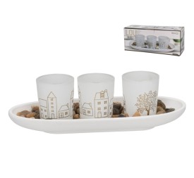 PORTAVELAS BLANCO PIEDRA LOU 26X10X7,5 CM