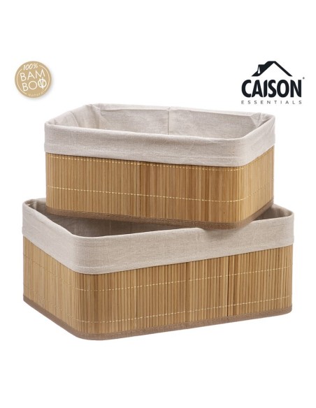 SET 2 CAJAS BAMBU FORRADAS CON TELA ESTAMPADA 38x28x16 / 33x23x14 cm
