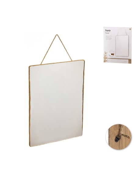 ESPEJO PARED CON CUERDA Y PERFIL YUTE 30x40 cm