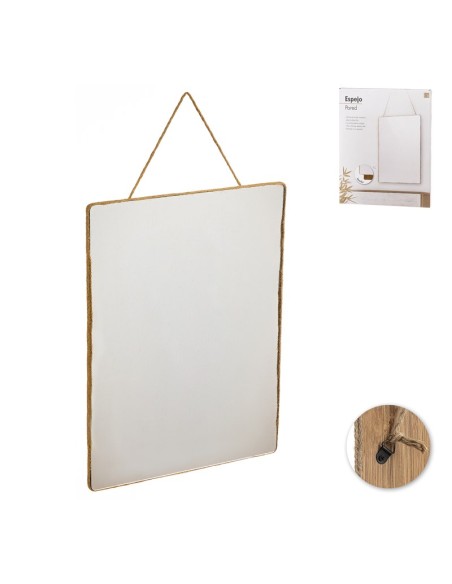 ESPEJO PARED CON CUERDA Y PERFIL YUTE 40x50 cm