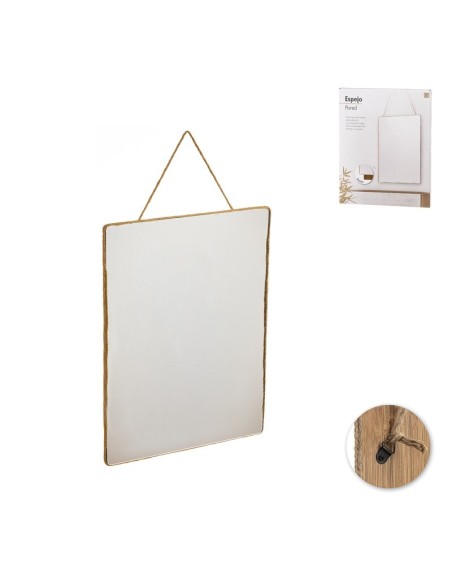 ESPEJO PARED CON CUERDA Y PERFIL YUTE 20x30 cm