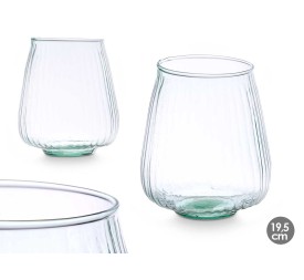 JARRON VIDRIO RECICLADO RAYADO 19,5 CM
