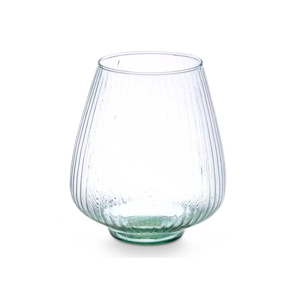 JARRON VIDRIO RECICLADO RAYADO 25 CM