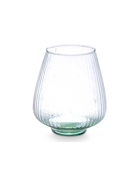 JARRON VIDRIO RECICLADO RAYADO 25 CM