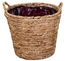 MACETERO MIMBRE NATURAL CON PLASTICO  D26H23