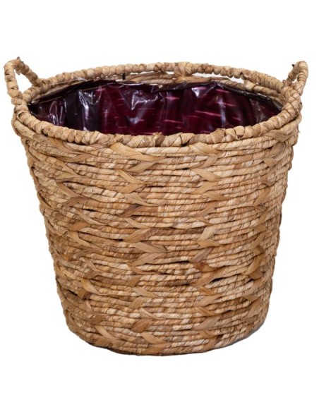 MACETERO MIMBRE NATURAL CON PLASTICO  D26H23