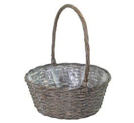CESTA MIMBRE ASA GRIS PLASTICO INTERIOR D28H12/35