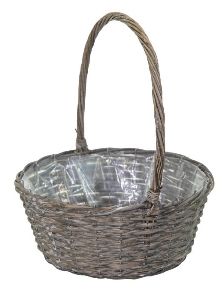 CESTA MIMBRE ASA GRIS PLASTICO INTERIOR D28H12/35