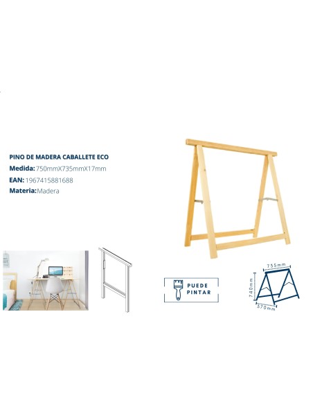 CABALLETE DE MADERA 37x73,5x74cm