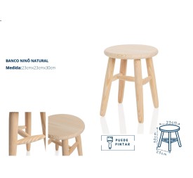 TABURETE INFANTIL 23X23X30 NATURAL