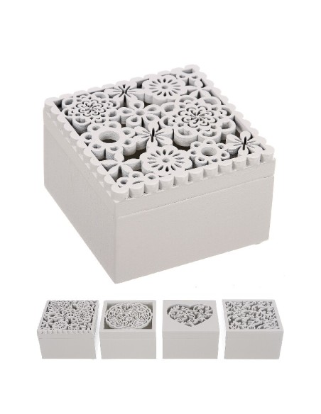 CAJA MADERA TROQUELADA SURT/4 CIERRE IMAN