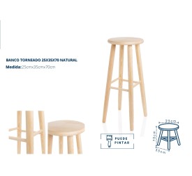 TABURETE TORNEADO ALTO  25X35X70 NATURAL