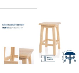 TABURETE BAR 67 CUADRADO 32X32X67